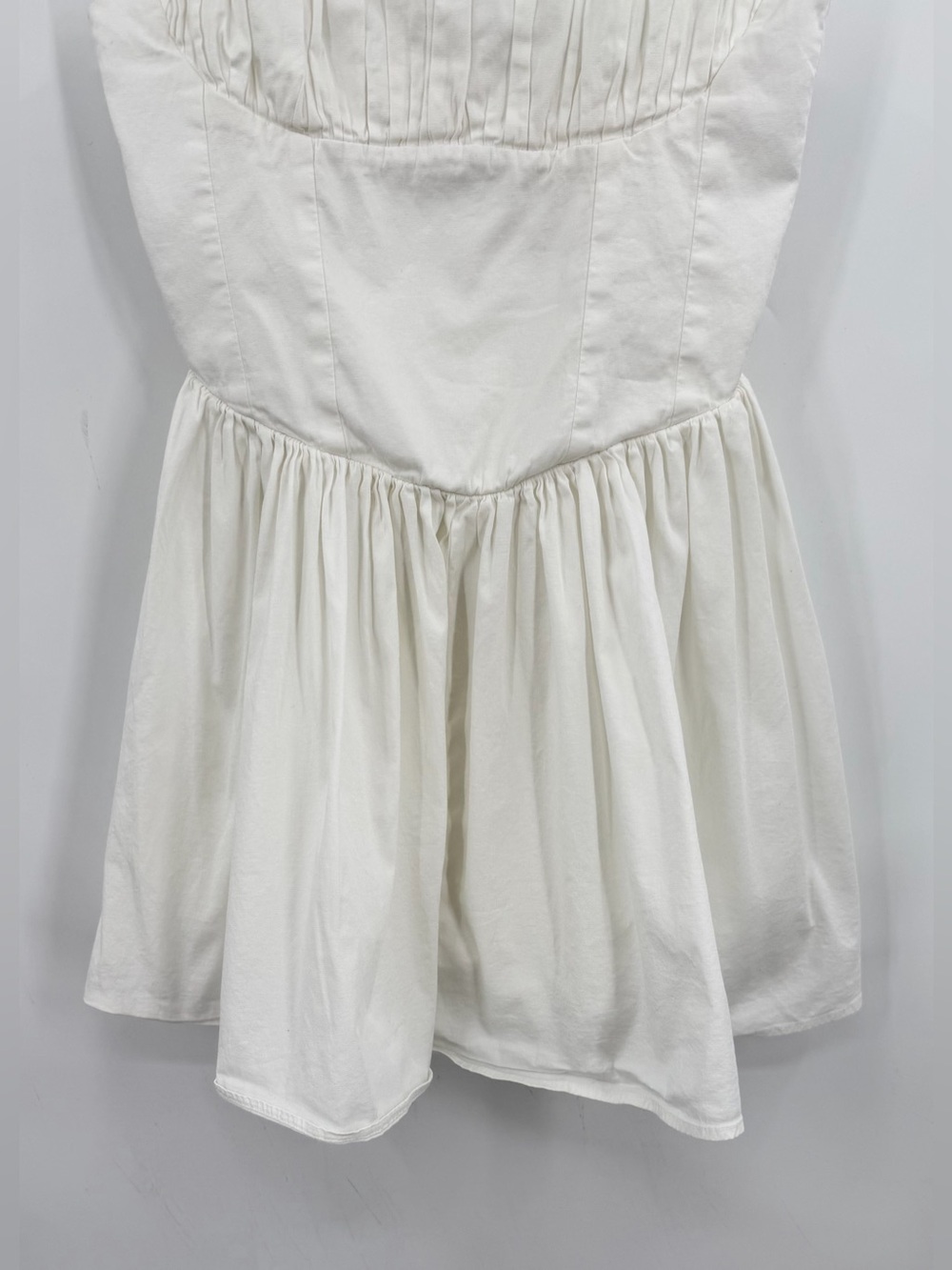 Zara White Cotton Corset babydoll mini Dress S summer vacation bridal drop waist - Picture 7 of 13